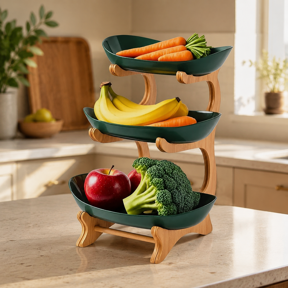 2–3 Tier Fruit & Snack Stand | Modern Serving Tray in a styled home or garden setting