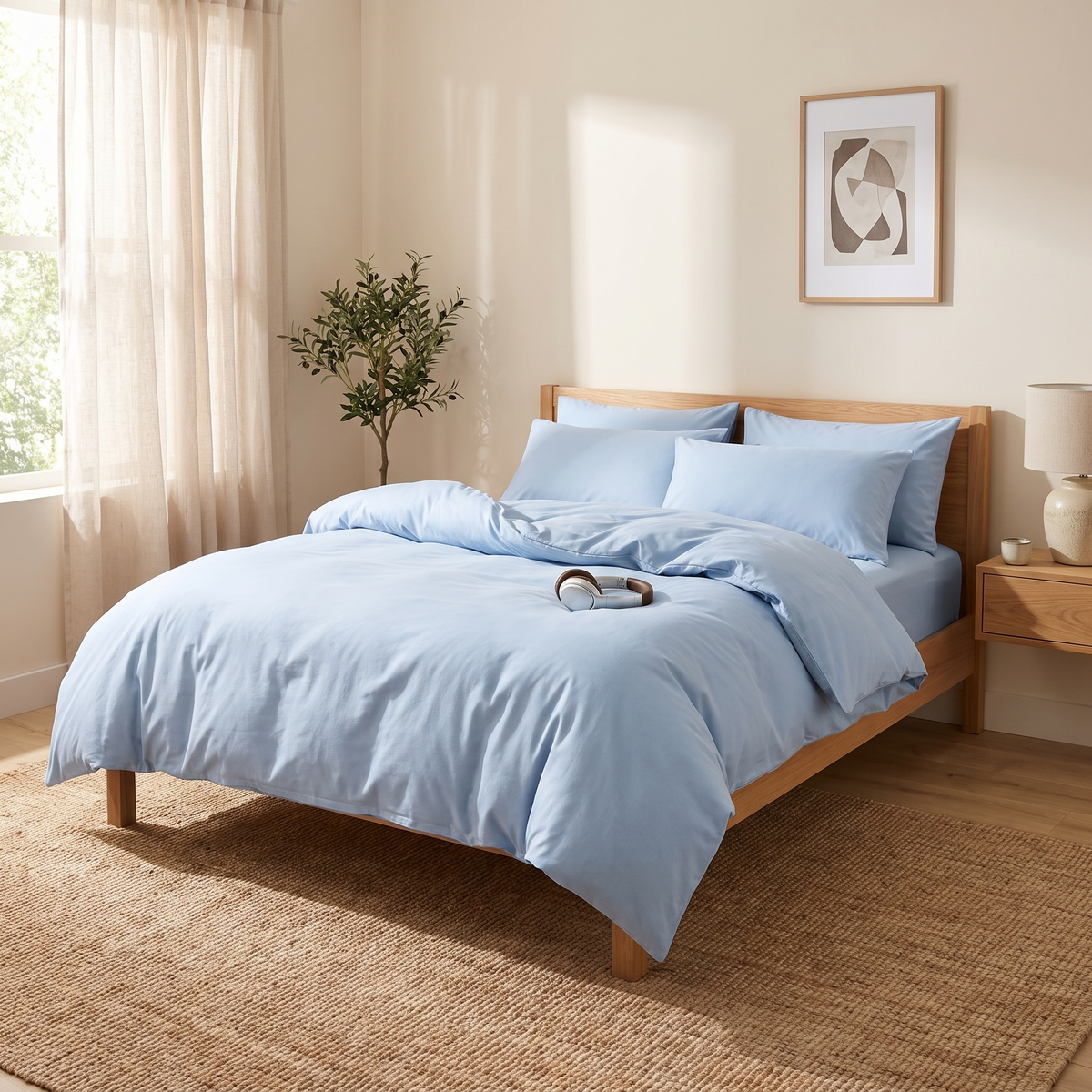 3-Piece Duvet Cover Set with Pillowcases styled in a warm home setting
