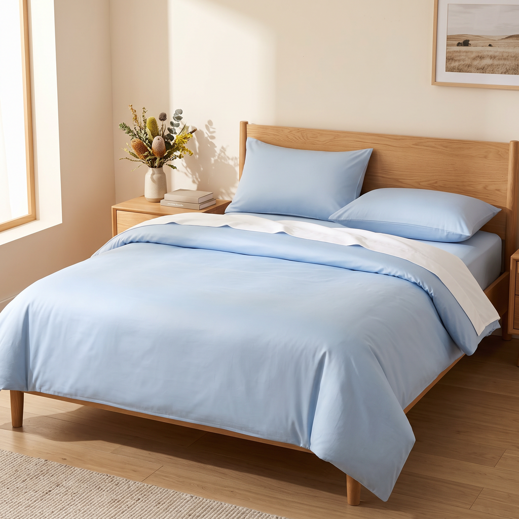 3-Piece Duvet Cover Set with Pillowcases styled in a warm home setting
