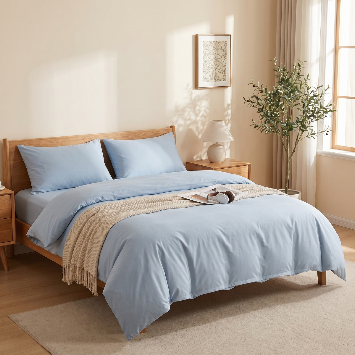 3-Piece Duvet Cover Set with Pillowcases styled in a warm home setting