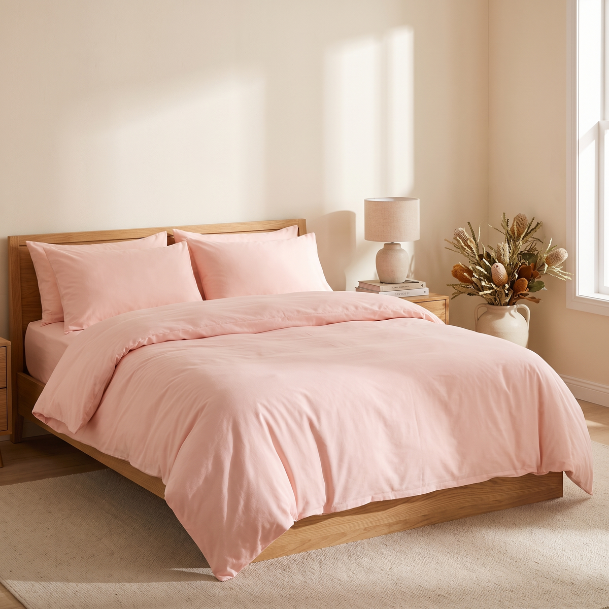 3-Piece Duvet Cover Set with Pillowcases styled in a warm home setting