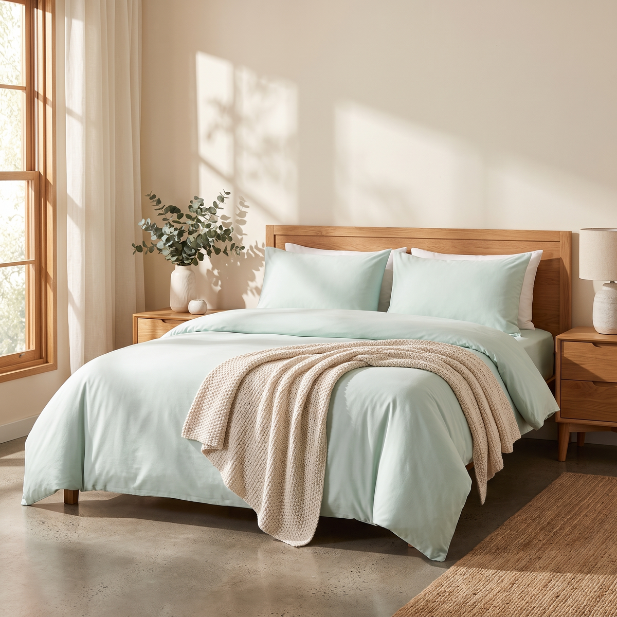 3-Piece Duvet Cover Set with Pillowcases styled in a warm home setting