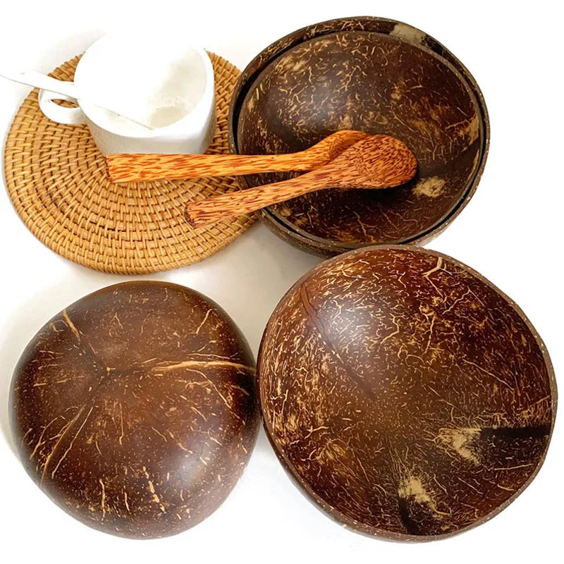 Natural Coconut Shell Bowl or Spoon | Rustic Tableware