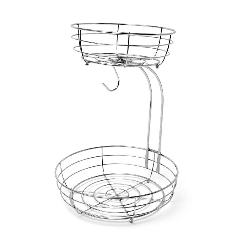 2-Tier Metal Fruit Basket with Banana Hanger