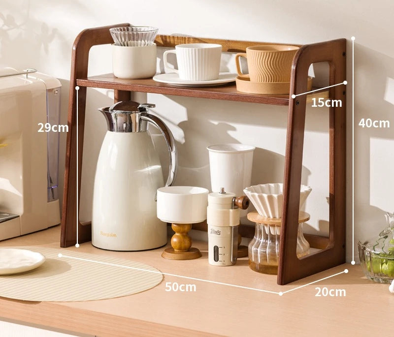 2-Tier Bamboo Kitchen Countertop Organiser | 50–60 cm