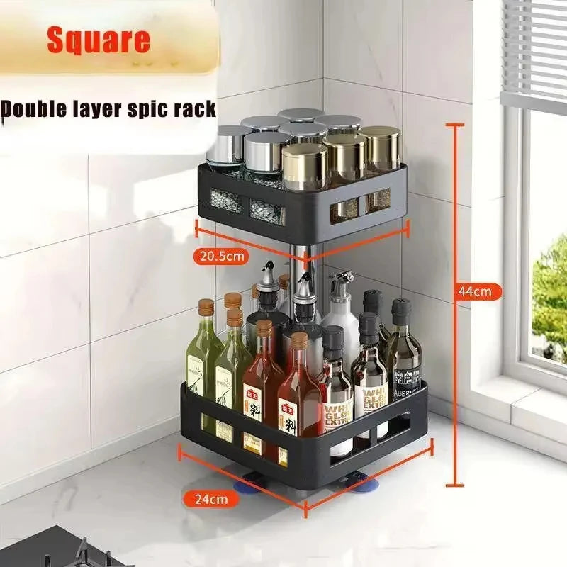 360° Rotating Spice Rack | 1–3 Tier Kitchen Organiser