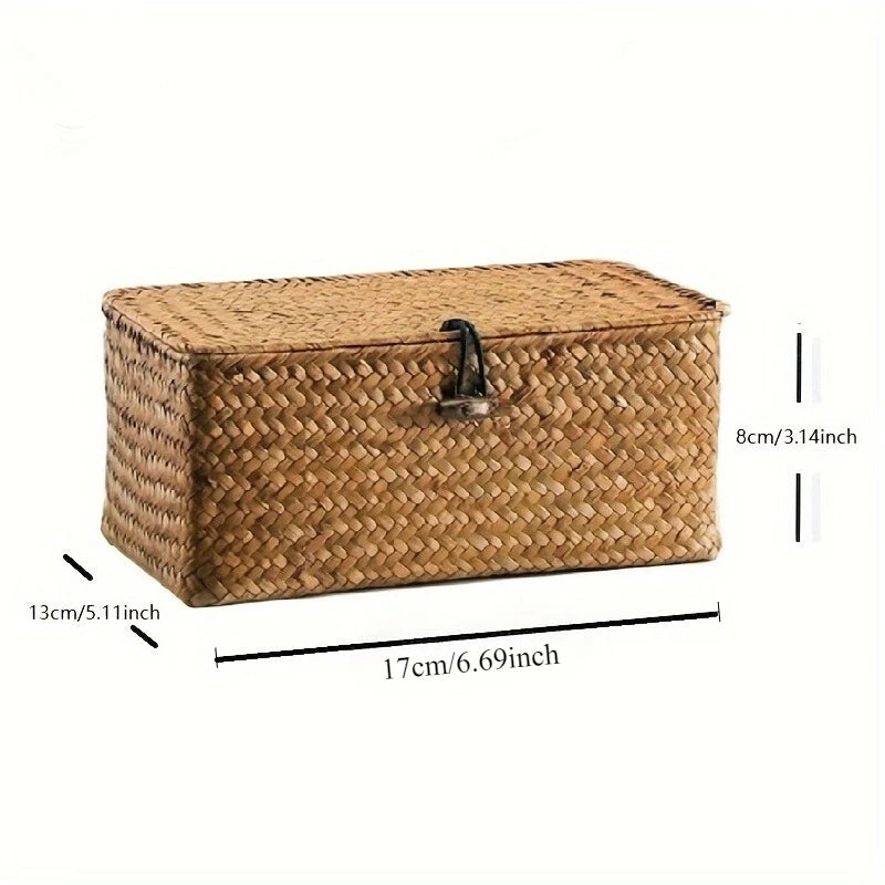 Vintage Woven Storage Basket with Lid
