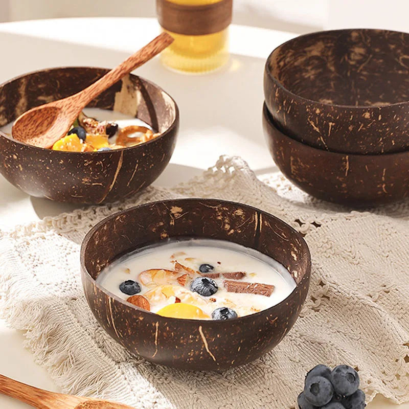 Natural Coconut Shell Bowl or Spoon | Rustic Tableware