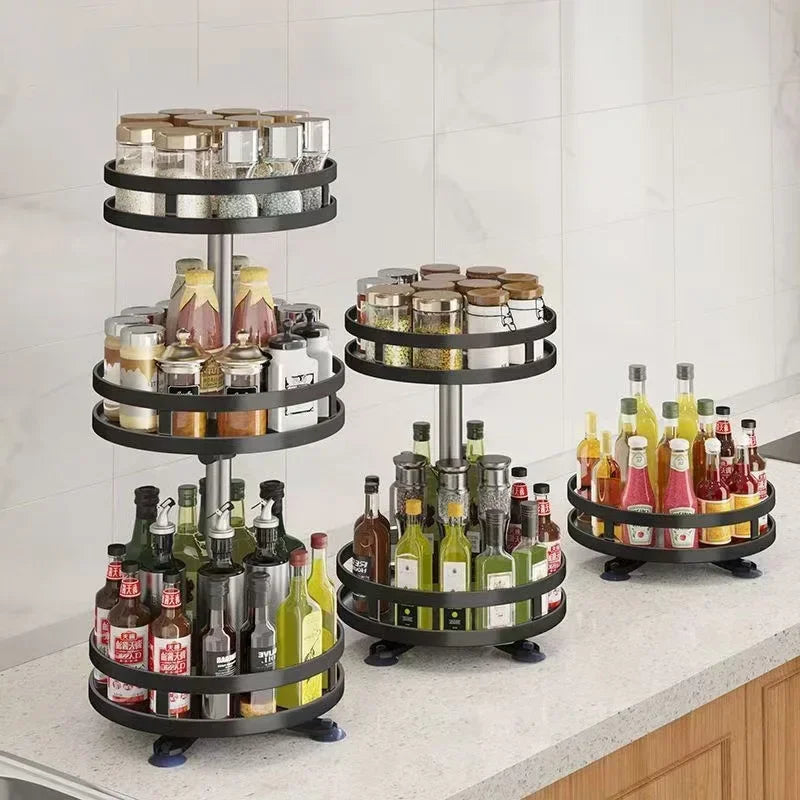 360° Rotating Spice Rack | 1–3 Tier Kitchen Organiser