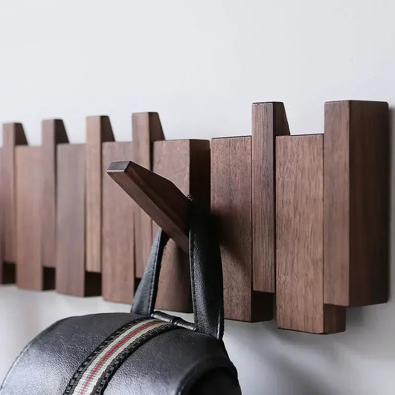 Piano-Key Wall-Mounted Coat Rack with Folding Hooks