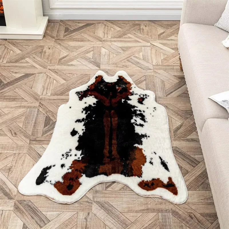 Faux Animal Print Rug | Washable Bedside Mat