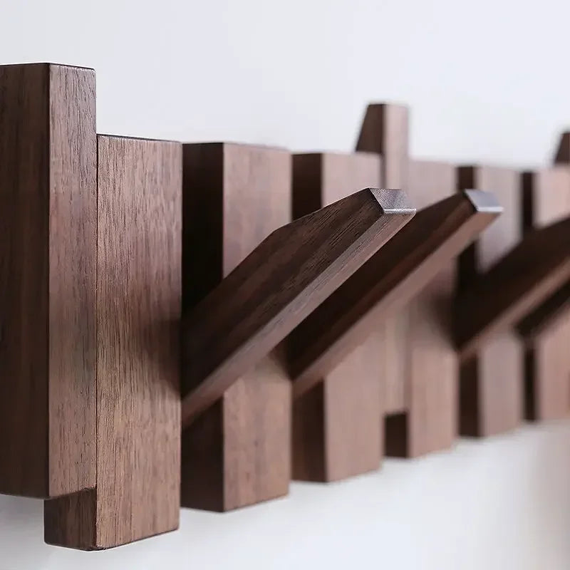 Piano-Key Wall-Mounted Coat Rack with Folding Hooks