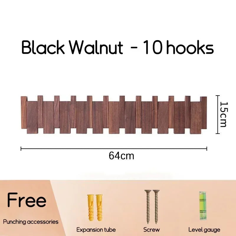 Piano-Key Wall-Mounted Coat Rack with Folding Hooks
