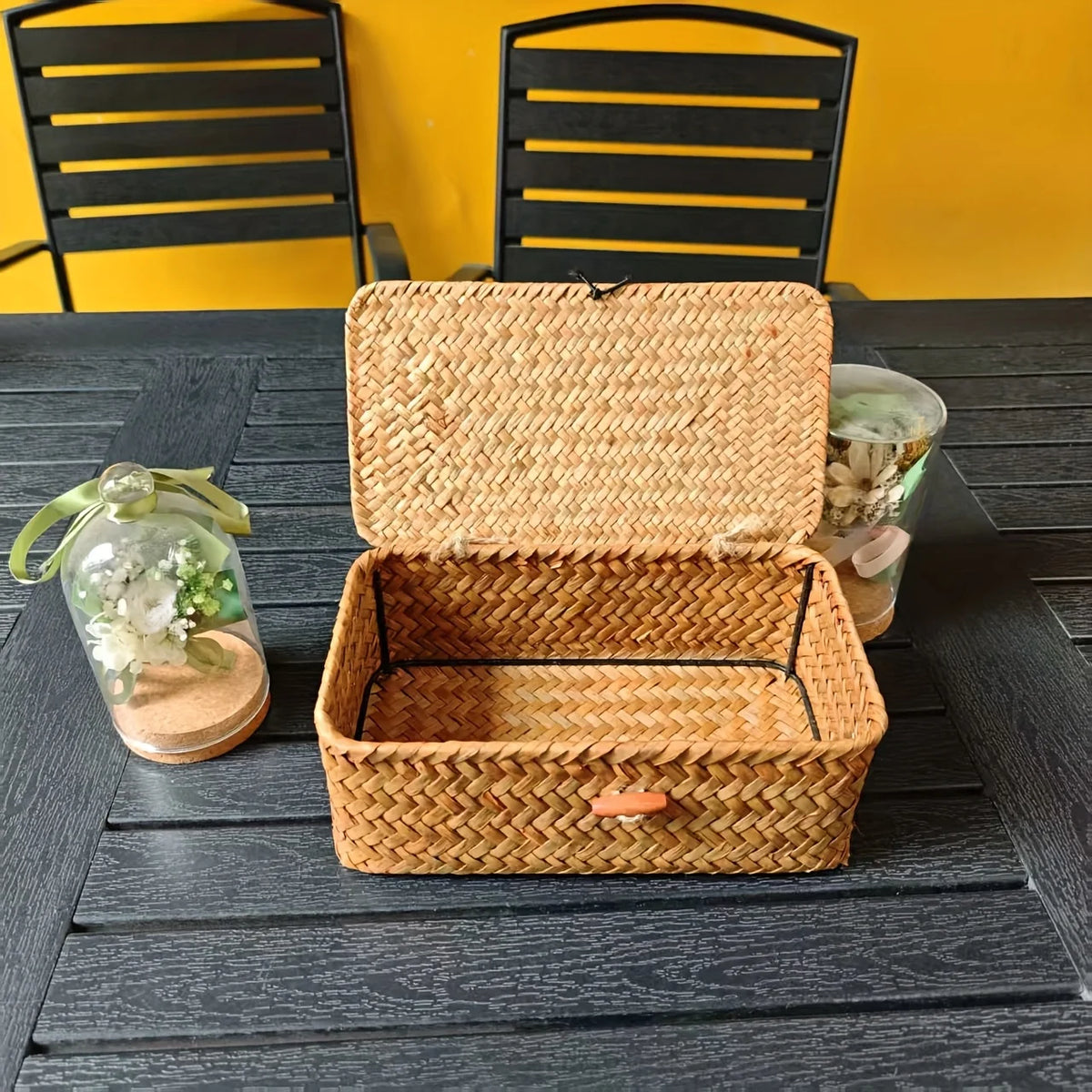 Vintage Woven Storage Basket with Lid