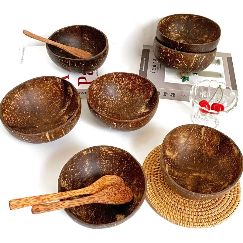 Natural Coconut Shell Bowl or Spoon | Rustic Tableware