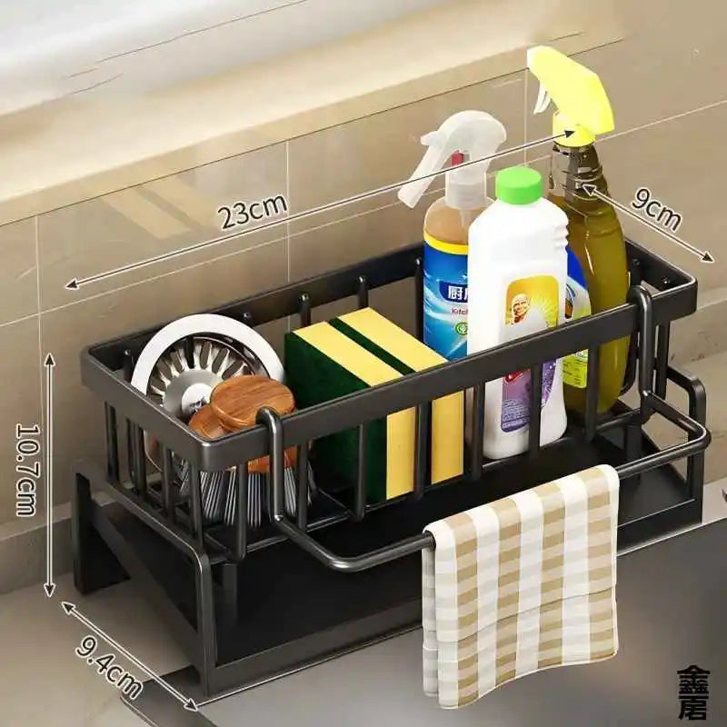 Tap-Mounted Sink Storage Shelf with Drainage Rack