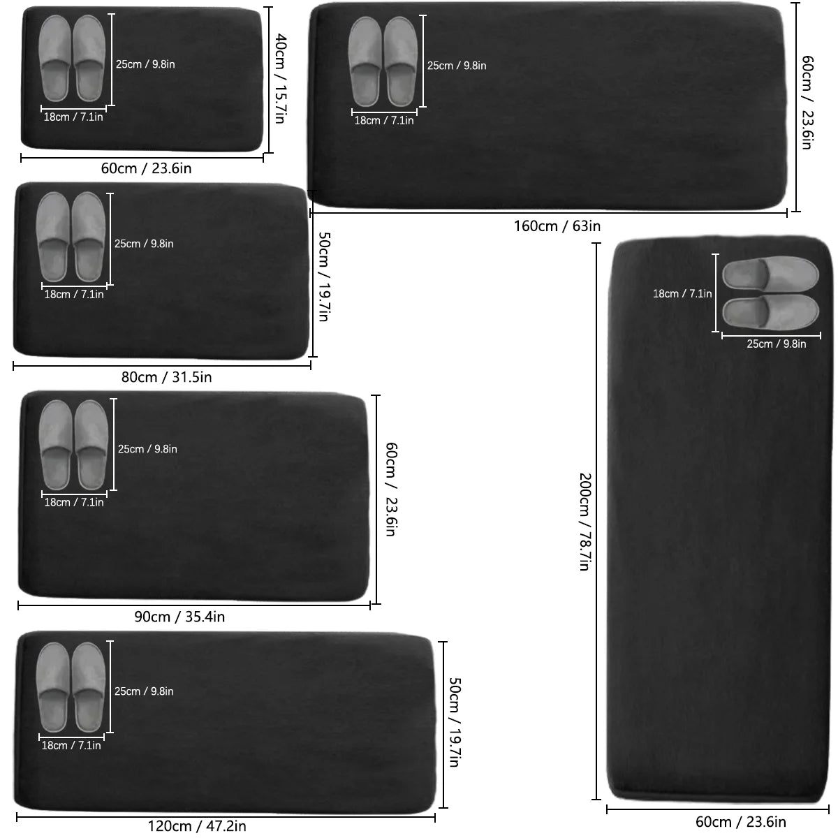 Solid Colour Absorbent Kitchen Runner Mat | 6 Sizes
