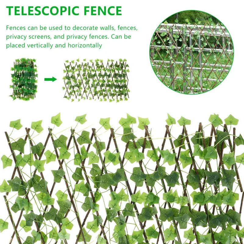 Expandable Faux Ivy Privacy Screen Trellis | Garden Fence Panel