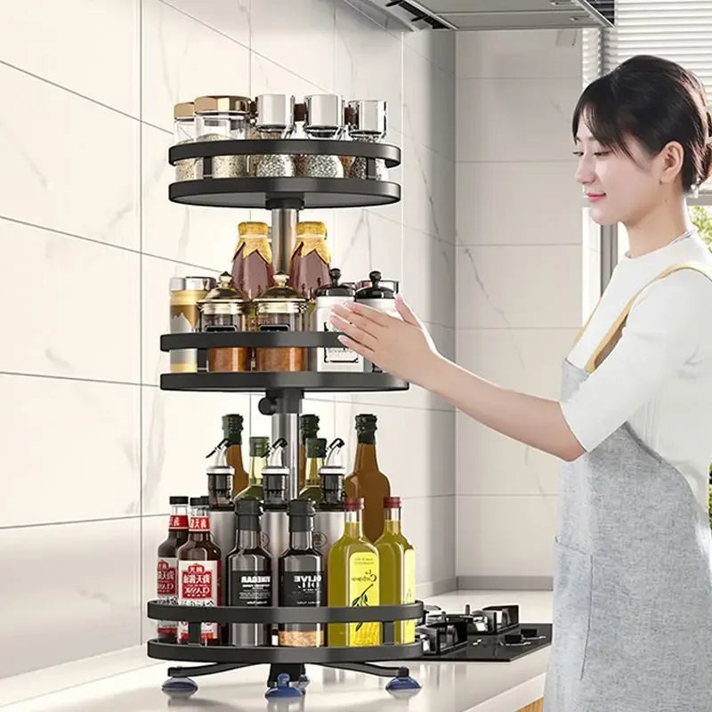 360° Rotating Spice Rack | 1–3 Tier Kitchen Organiser