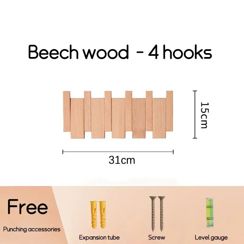 Piano-Key Wall-Mounted Coat Rack with Folding Hooks