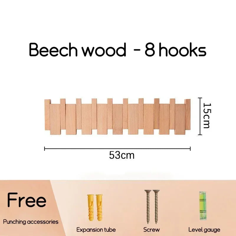 Piano-Key Wall-Mounted Coat Rack with Folding Hooks