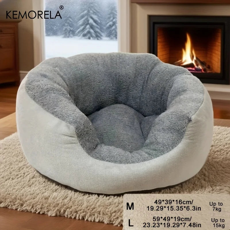 Plush Cat & Small Dog Bed with Backrest