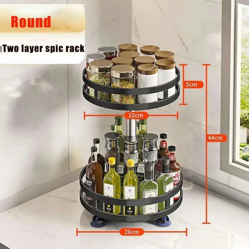 360° Rotating Spice Rack | 1–3 Tier Kitchen Organiser