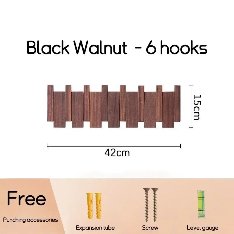 Piano-Key Wall-Mounted Coat Rack with Folding Hooks