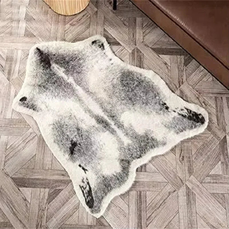 Faux Animal Print Rug | Washable Bedside Mat