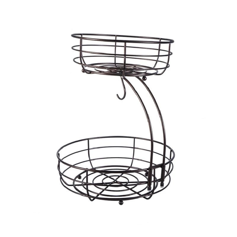 2-Tier Metal Fruit Basket with Banana Hanger