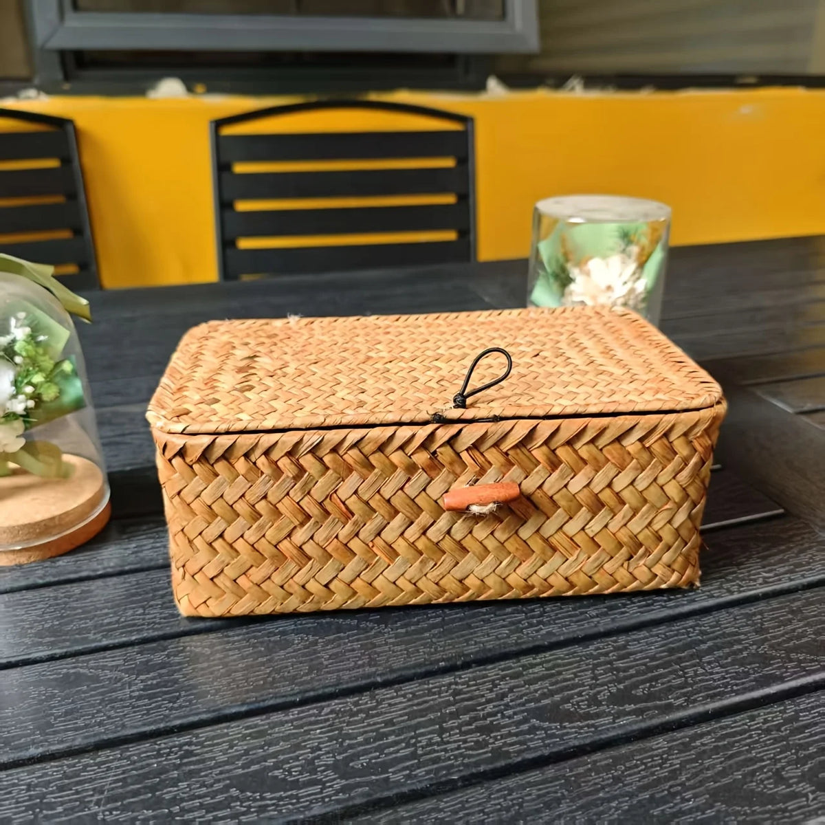Vintage Woven Storage Basket with Lid