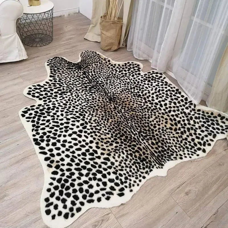 Faux Animal Print Rug | Washable Bedside Mat