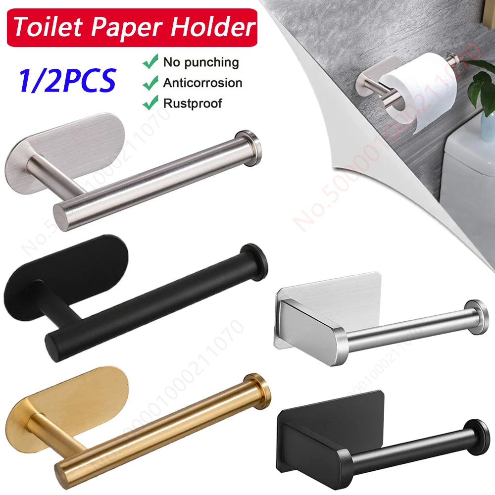 Adhesive Paper Towel & Toilet Roll Holder | 1–2 Pack
