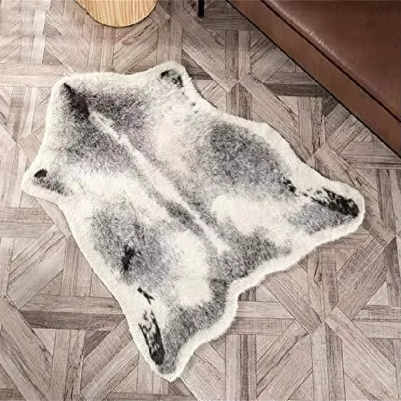 Faux Animal Print Rug | Washable Bedside Mat