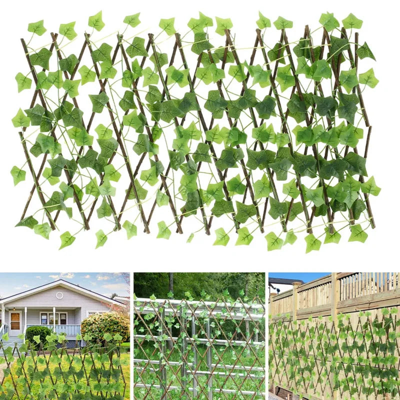 Expandable Faux Ivy Privacy Screen Trellis | Garden Fence Panel