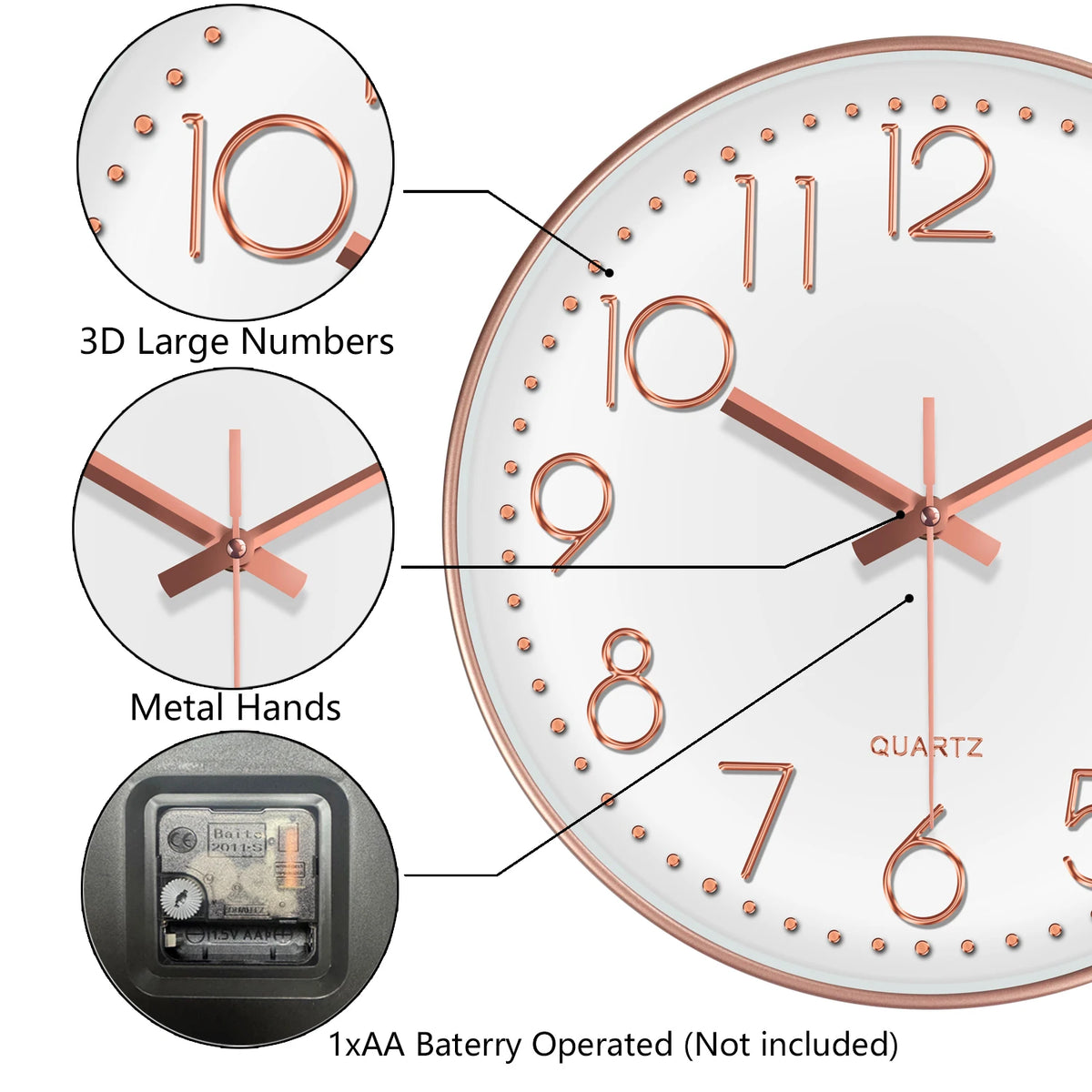 Minimalist Silent Quartz Wall Clock | 20–30 cm