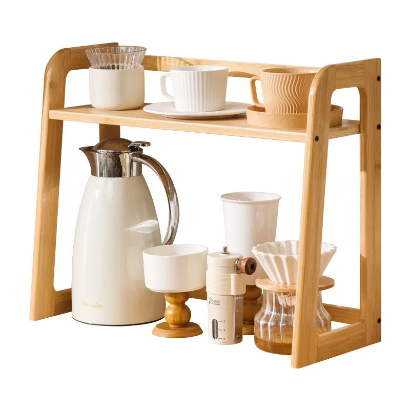 2-Tier Bamboo Kitchen Countertop Organiser | 50–60 cm