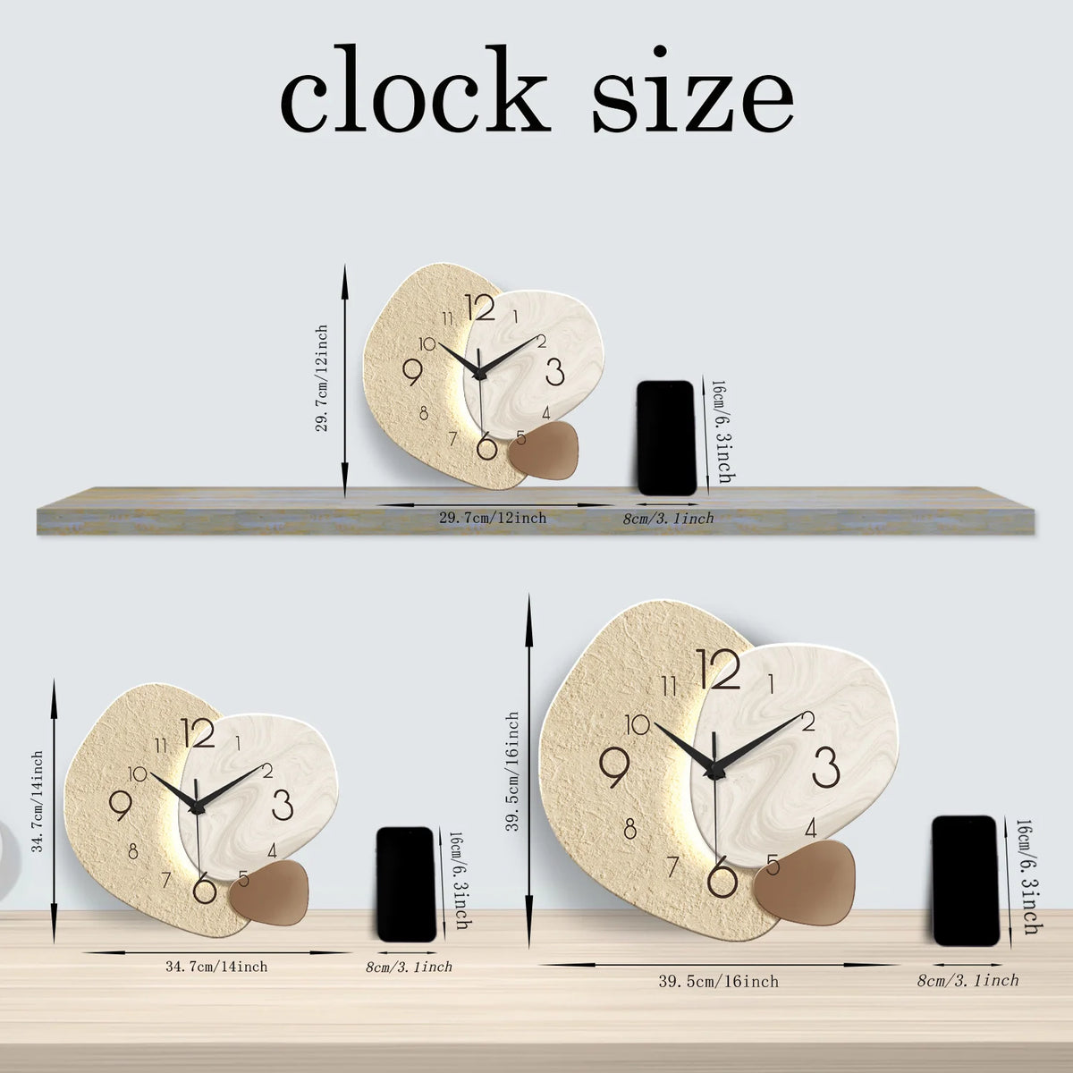 Modern Silent Quartz Wall Clock | 30–41 cm