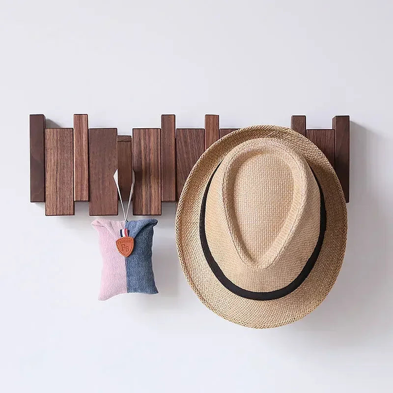 Piano-Key Wall-Mounted Coat Rack with Folding Hooks