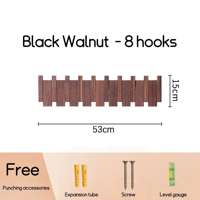 Piano-Key Wall-Mounted Coat Rack with Folding Hooks