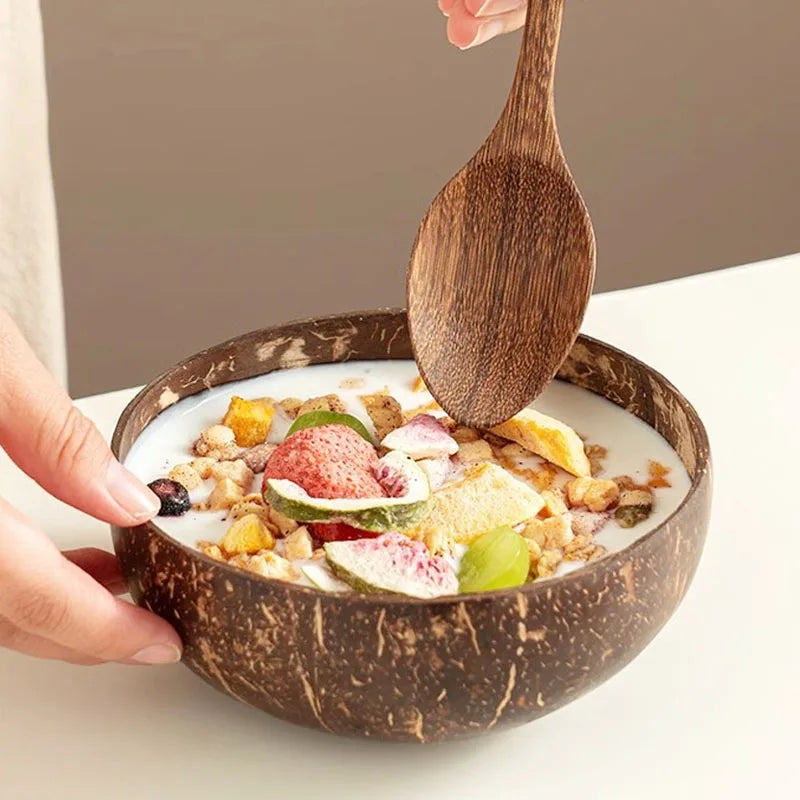 Natural Coconut Shell Bowl or Spoon | Rustic Tableware
