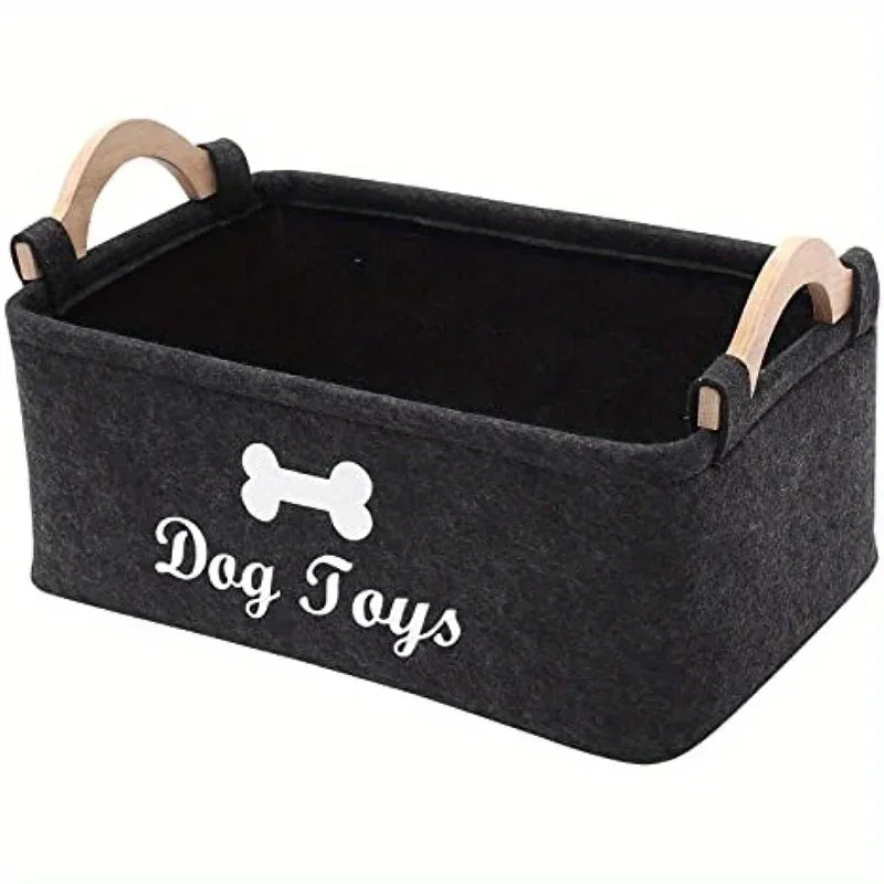 Felt Dog Toy Storage Basket | Black or Light Grey