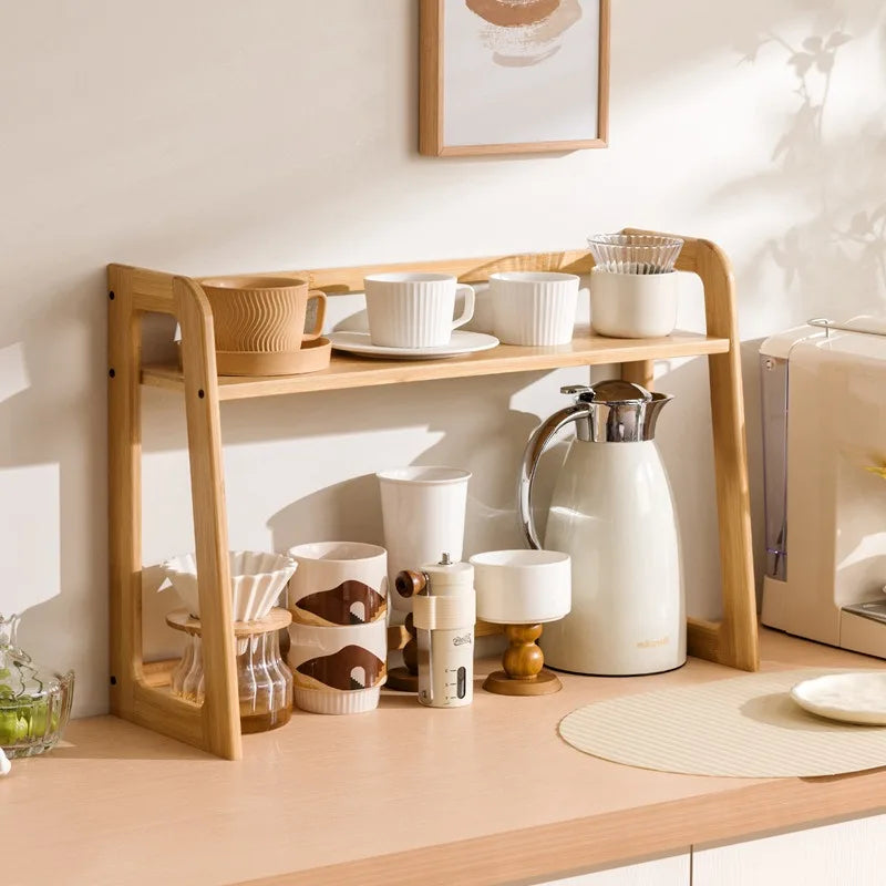 2-Tier Bamboo Kitchen Countertop Organiser | 50–60 cm