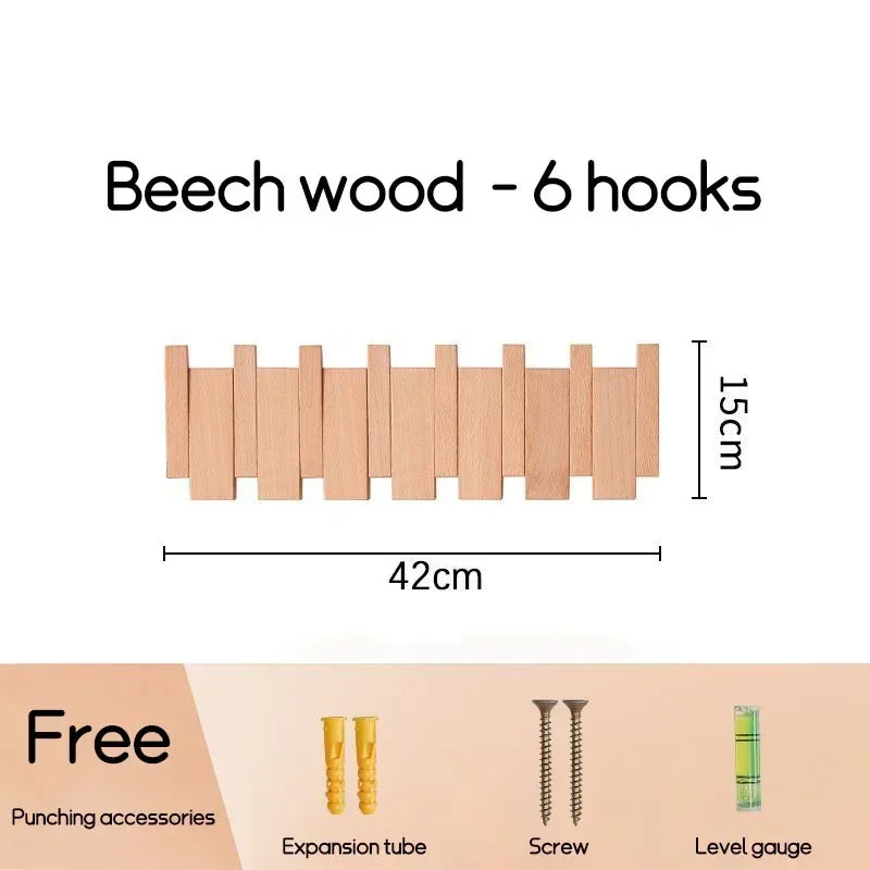 Piano-Key Wall-Mounted Coat Rack with Folding Hooks
