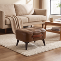 Small Upholstered Footstool | Modern Ottoman Stool styled in a warm home setting
