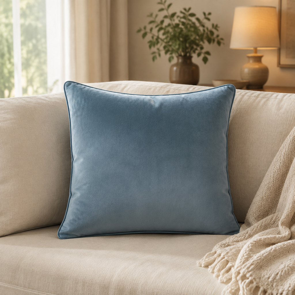 Velvet Cushion Cover Sets | Multiple Sizes & Colours in a styled home or garden setting